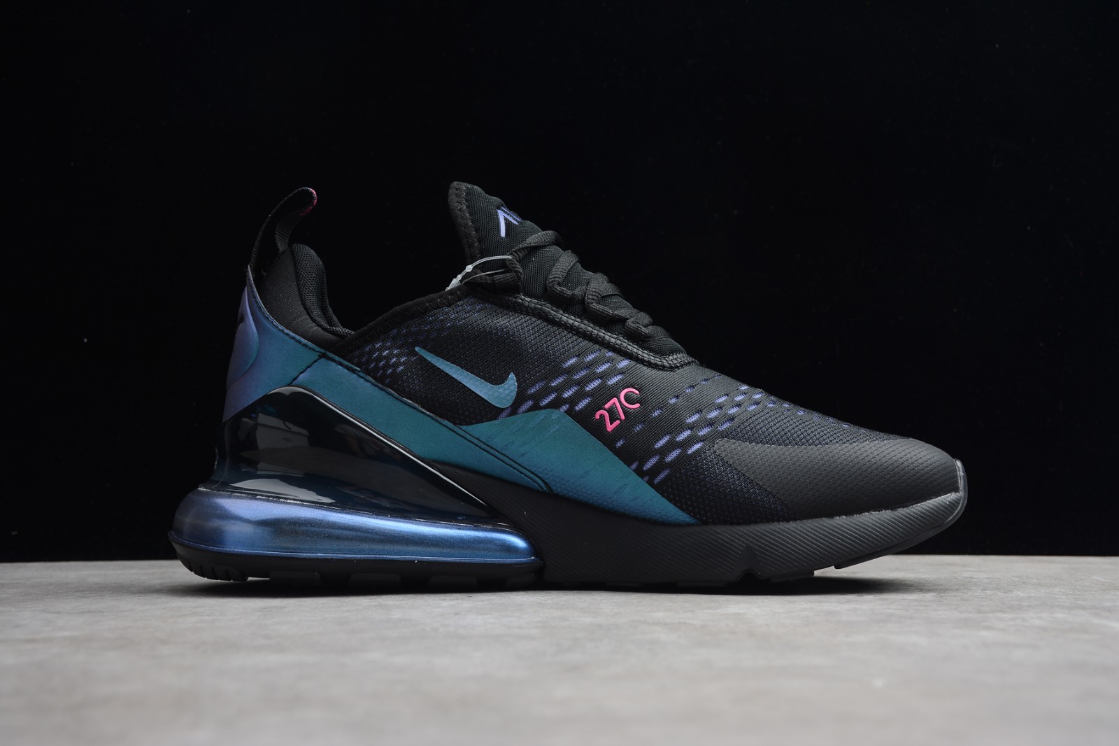 Nike Air Max 270 Black Chameleon Blue Casual Running Shoes AH8050